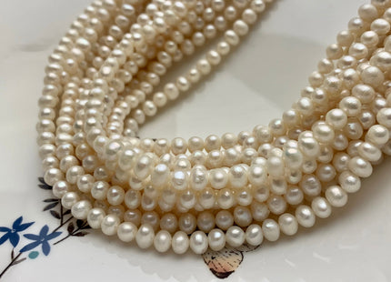 4.5-5 mm Natural White Potato Freshwater Pearl Beads #P1251