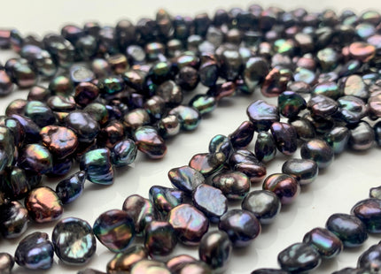 7-8 mm Potato Nugget Rainbow Blue Peacock Color Freshwater Pearl Beads Genuine Cultured High Luster Peacock Color Nugget Pearl #P1252