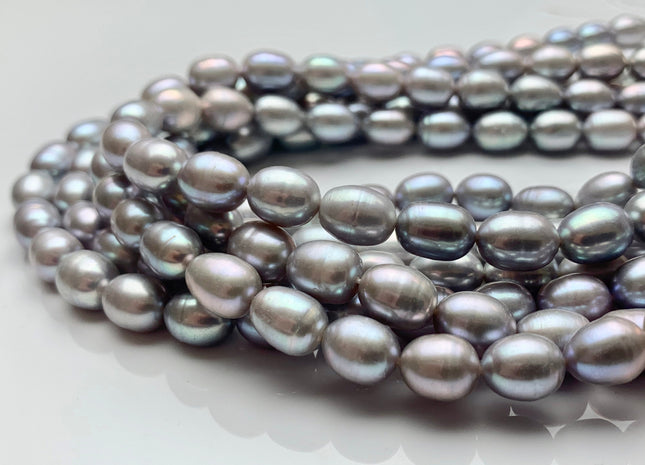 8x10-11 mm AA Pinkish Gray Color Rice/Oval Freshwater Pearl Beads Genuine High Luster Cultured Freshwater Pearls 36 Pieces #P1253