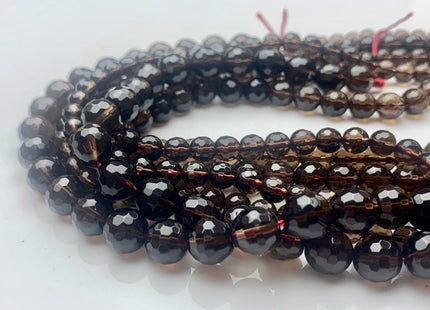 6mm 8mm 10mm Faceted Round Smoky Quartz Gemstone Beads 15 Inches Strand #3508