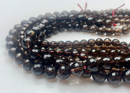 6mm 8mm 10mm Faceted Round Smoky Quartz Gemstone Beads 15 Inches Strand #3508