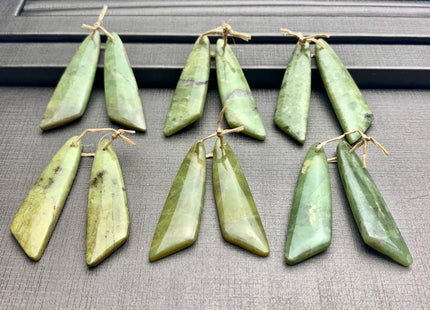 One Pair 12x43 mm Natural Peridot Top Drilled Freeform Cabochon Long Drop Matching Green Peridot Gemstone Earring Pendant #3314-B