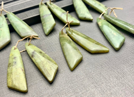 One Pair 12x43 mm Natural Peridot Top Drilled Freeform Cabochon Long Drop Matching Green Peridot Gemstone Earring Pendant #3314-B