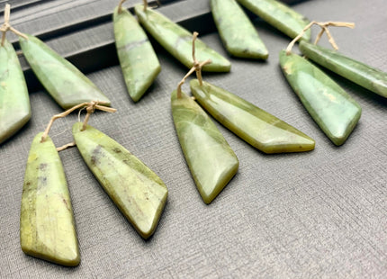 One Pair 12x43 mm Natural Peridot Top Drilled Freeform Cabochon Long Drop Matching Green Peridot Gemstone Earring Pendant #3314-B