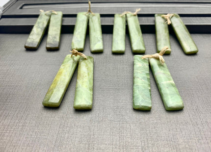 One Pair 10x48 mm Natural Peridot Top Drilled Teardrop Cabochon Long Rectangle Matching Green Peridot Gemstone Earring Pendant #3314-A