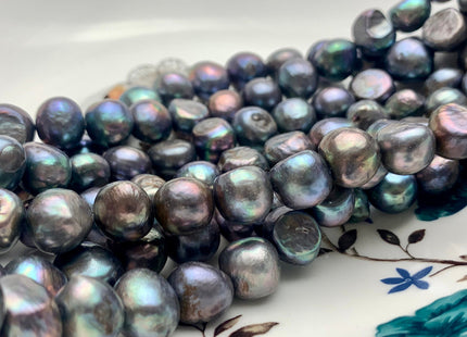 11.5-12 mm Potato Nugget Rainbow Blue Peacock Color Freshwater Pearl Beads Genuine Cultured Peacock Large Nugget Pearl 37 Pieces #P1255