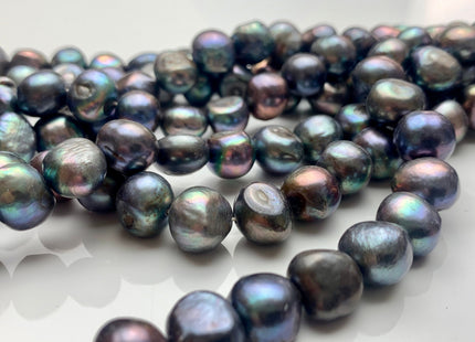 11.5-12 mm Potato Nugget Rainbow Blue Peacock Color Freshwater Pearl Beads Genuine Cultured Peacock Large Nugget Pearl 37 Pieces #P1255