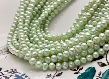 5-5.5 mm AA Light Green Color Potato Freshwater Pearl Beads Genuine Cultured Freshwater Pearl Beads Green Potato Pearls #P1256