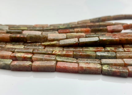 4-5x13 mm Cuboid Tube Shape Unakite Gemstone Beads Genuine Multi Pink Green Brown Color Loose Beads 15.5 Inches Strand #3539