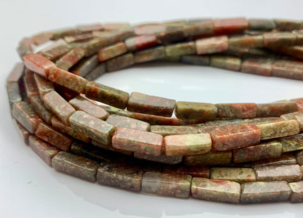 4-5x13 mm Cuboid Tube Shape Unakite Gemstone Beads Genuine Multi Pink Green Brown Color Loose Beads 15.5 Inches Strand #3539