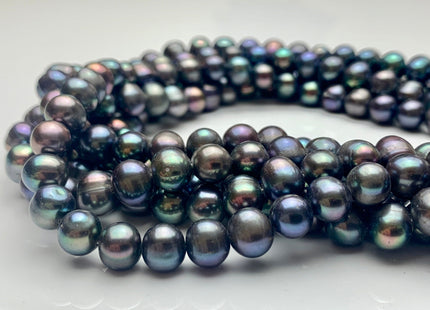 4.5-5mm 6-6.5mm AA Peacock Color Semi Round Freshwater Pearl Beads Genuine Near Round Freshwater Peacock Color Pearls #P1135