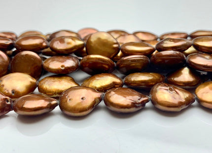 12-13 mm AAA Orange Copper Brown Color Freshwater Coin Pearl Beads Genuine High Luster Freshwater Coin Pearls #P1165