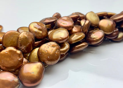 12-13 mm AAA Orange Copper Brown Color Freshwater Coin Pearl Beads Genuine High Luster Freshwater Coin Pearls #P1165
