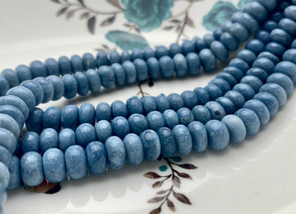 6mm 7mm 8mm 9mm 10mm AAA Smooth Rondelle Dark Ice Blue Opal Large Hole Gemstone Beads Genuine Natural Peruvian Opal 8 Inches Strand #3533