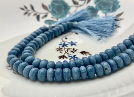 6mm 7mm 8mm 9mm 10mm AAA Smooth Rondelle Dark Ice Blue Opal Large Hole Gemstone Beads Genuine Natural Peruvian Opal 8 Inches Strand #3533
