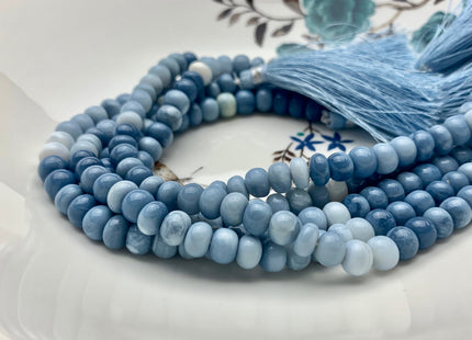 7mm 8mm 9mm 10mm AAA Smooth Rondelle Multi Ice Blue Opal Gemstone Beads Large Hole Genuine Natural Peruvian Opal 8-9 Inches Strand #3534