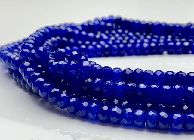 4x6mm 5x8mm Faceted Rondelle Egyptian Blue Color Agate Gemstone Beads Genuine Agate Gemstone Loose Beads 15 Inches Strand #3509
