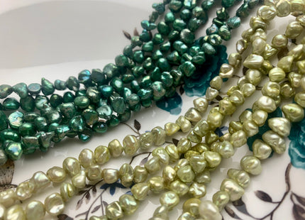 7 mm Chartreuse Green OR Dark Green Keshi Nugget Freshwater Pearl Beads Center Drilled Keshi Pearl Nuggets #1236