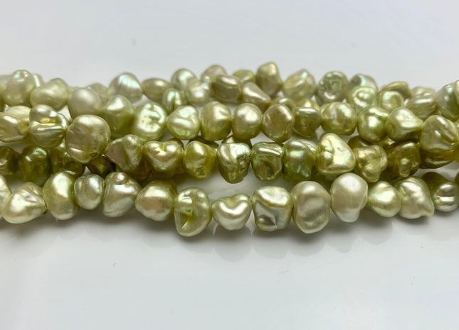 7 mm Chartreuse Green OR Dark Green Keshi Nugget Freshwater Pearl Beads Center Drilled Keshi Pearl Nuggets #1236