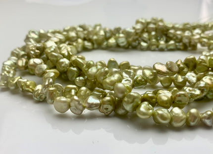 7 mm Chartreuse Green OR Dark Green Keshi Nugget Freshwater Pearl Beads Center Drilled Keshi Pearl Nuggets #1236