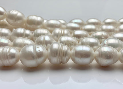 11x12-13x16 mm Large Hole Graduated Natural White Rice/Oval Freshwater Pearls Bead Hole Size 2.2 mm Genuine Freshwater Pearl 28 Beads #180