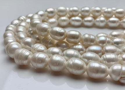 11x12-13x16 mm Large Hole Graduated Natural White Rice/Oval Freshwater Pearls Bead Hole Size 2.2 mm Genuine Freshwater Pearl 28 Beads #180