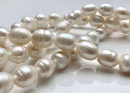 11x12-13x16 mm Large Hole Graduated Natural White Rice/Oval Freshwater Pearls Bead Hole Size 2.2 mm Genuine Freshwater Pearl 28 Beads #180