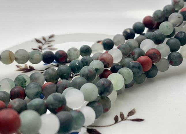 6mm 8mm 10mm 12mm AAA Matte Finished Round Africa Bloodstone Beads Natural Color Round Africa Bloodstone Loose Beads 15 Inches Strand #3517