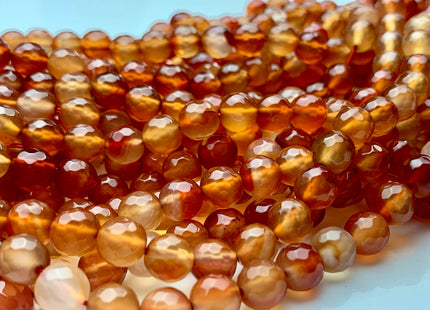 6mm 8mm 10mm Faceted Round Carnelian Color Agate Gemstone Beads Genuine Agate Gemstone Loose Beads 14 Inches Strand #2805