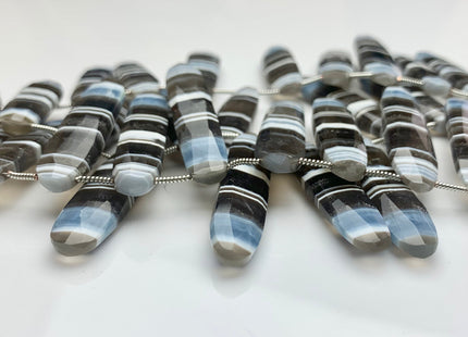 10x28-46 mm AAA Faceted Oval Natural White Blue Gray Color Peru Boulder Opal Beads Genuine Top Drilled Flat Boulder Opal 16 Beads #3519