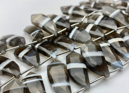 10x15-11x17mm AAA Faceted Natural White Blue Gray Color Peru Boulder Opal Beads Genuine Top Drilled Flat Sailboat Shape Opal 18 Beads #3518