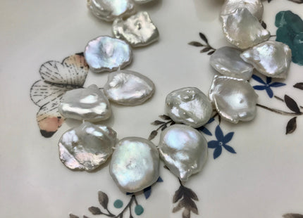14-17mm AAAA Natural White Cornflake Keshi Freshwater Pearl Genuine Very Rare Super High Pinkish Silver Luster Top Drilled Pearl #P1188