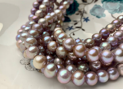 9-10 mm AAA Half Strand Large Hole Natural Mauve Pink Potato Freshwater Pearl Beads 2.1 mm Hole Large Hole Freshwater Off Round Pearls #467
