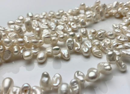 5x8 mm Rare Natural White Top Drilled Keshi Nugget Freshwater Pearl Genuine Dancing Keshi Pearl Beads 16 Inches Strand #P1291