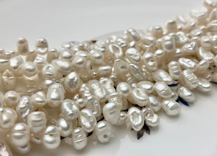 5x8 mm Rare Natural White Top Drilled Keshi Nugget Freshwater Pearl Genuine Dancing Keshi Pearl Beads 16 Inches Strand #P1291