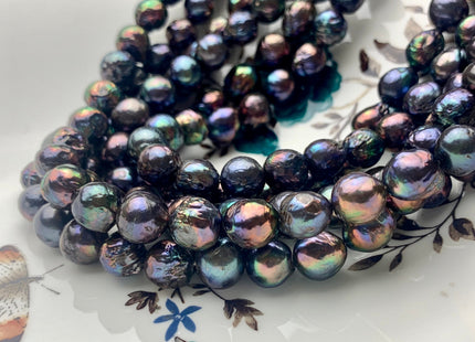 9-10 mm AAA Rainbow Peacock Edison Baroque Freshwater Pearl Potato Shape Beads Genuine High Luster Quality Baroque Pearl 34-38 Pieces #P1288