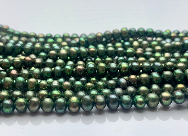 4 mm AA Olive Green Color Small Potato Freshwater Pearl Beads Genuine High Luster Green Freshwater Potato Pearl #P1287