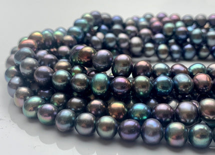 7-8 mm AA Peacock Color Potato Freshwater Pearl Beads Genuine Cultured Freshwater Peacock Colored Pearls 56 Pieces #P1284