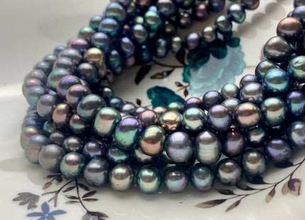 7-8 mm AA Peacock Color Potato Freshwater Pearl Beads Genuine Cultured Freshwater Peacock Colored Pearls 56 Pieces #P1284
