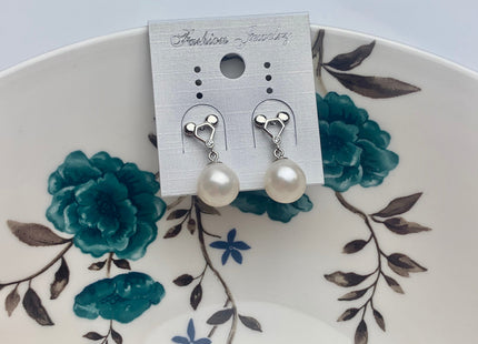 One Pair 925 Sterling Silver/Gold Earring Setting Genuine 925 Sterling Silver Micky Mouse Studs Findings For Half Drilled Pearls #10078