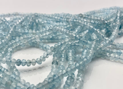 3x4 mm Natural Color Faceted Rondelle Aquamarine Gemstone Beads Natural Blue Micro Faceted Rondelle Aquamarine Gemstone Beads # 2448