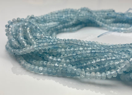 3x4 mm Natural Color Faceted Rondelle Aquamarine Gemstone Beads Natural Blue Micro Faceted Rondelle Aquamarine Gemstone Beads # 2448