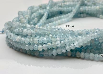 3x4 mm Natural Color Faceted Rondelle Aquamarine Gemstone Beads Natural Blue Micro Faceted Rondelle Aquamarine Gemstone Beads # 2448