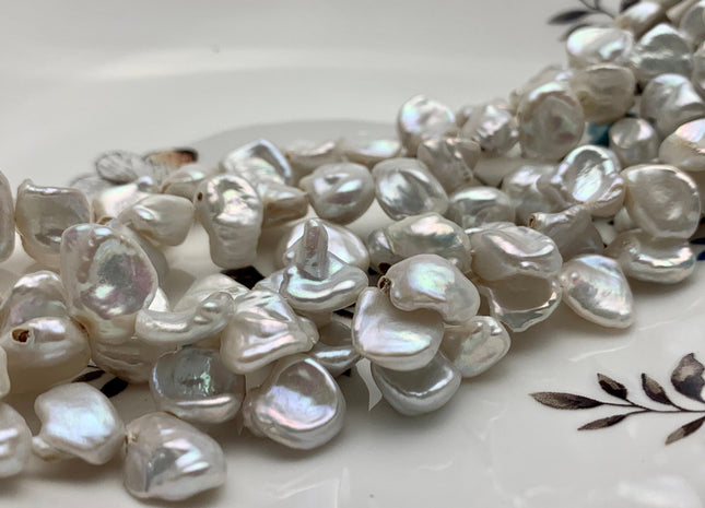 11-12 x 13-14 mm Natural White Irregular Keshi Freshwater Pearl Beads Genuine Natural Top Drilled Keshi Cultured Pearls #558