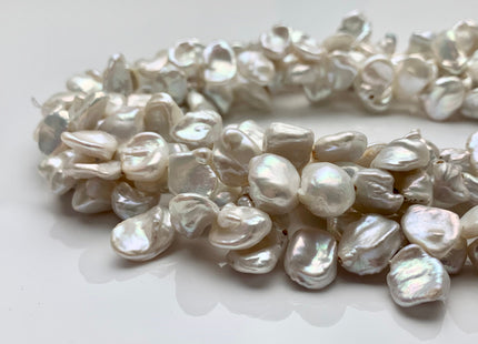 11-12 x 13-14 mm Natural White Irregular Keshi Freshwater Pearl Beads Genuine Natural Top Drilled Keshi Cultured Pearls #558