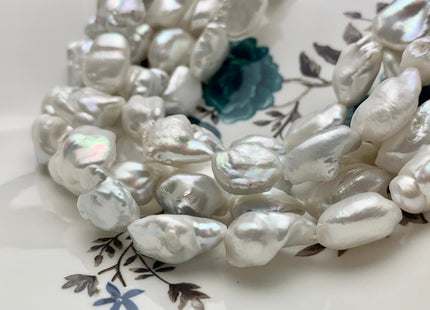 10x15-18 mm Natural White Biwa Keshi Stick Freshwater Pearls Beads, Genuine Biwa Keshi Freshwater Pearl Beads #1196