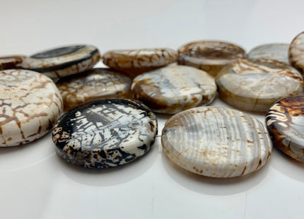 6-8x30-35 mm AAA Smooth Round Mixed Color Fire Agate Gemstone Beads Genuine Mixed Coffee Amber Ivory Color Agate 15 Inches #3523