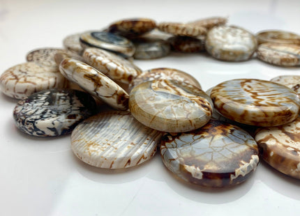 6-8x30-35 mm AAA Smooth Round Mixed Color Fire Agate Gemstone Beads Genuine Mixed Coffee Amber Ivory Color Agate 15 Inches #3523