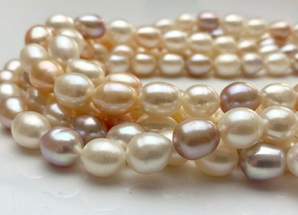 10-11x12-14 mm AAA Natural Mixed White Pink Mauve Rice Oval Shape Freshwater Pearl Beads Genuine Smooth And Shiny Pearls 34 Pieces #P1168