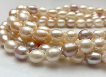 10-11x12-14 mm AAA Natural Mixed White Pink Mauve Rice Oval Shape Freshwater Pearl Beads Genuine Smooth And Shiny Pearls 34 Pieces #P1168